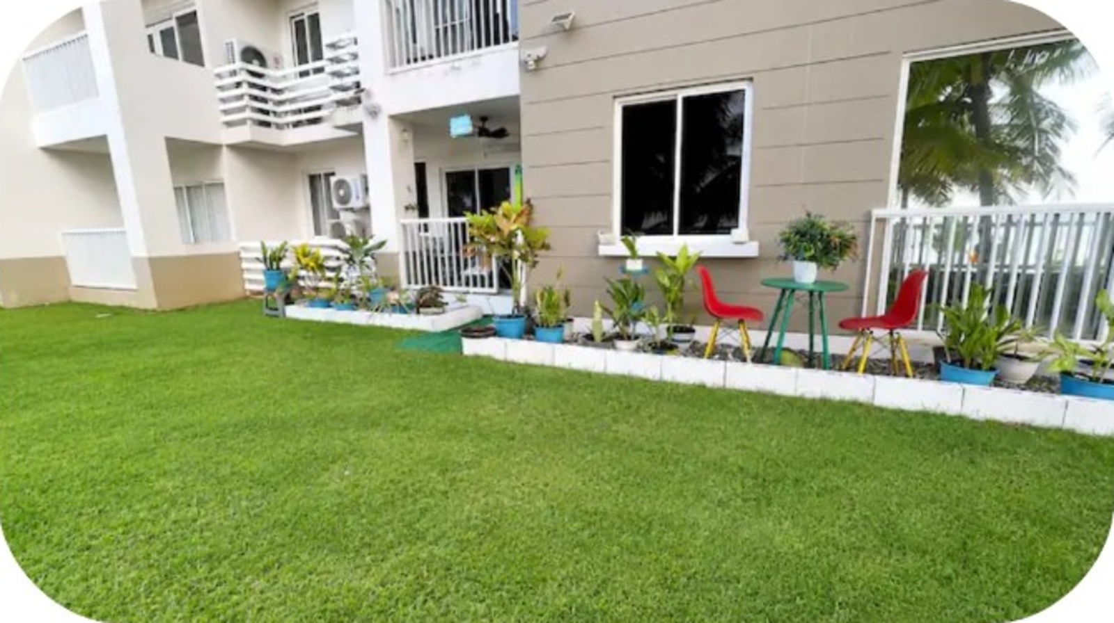 Full view of the garden and backyard