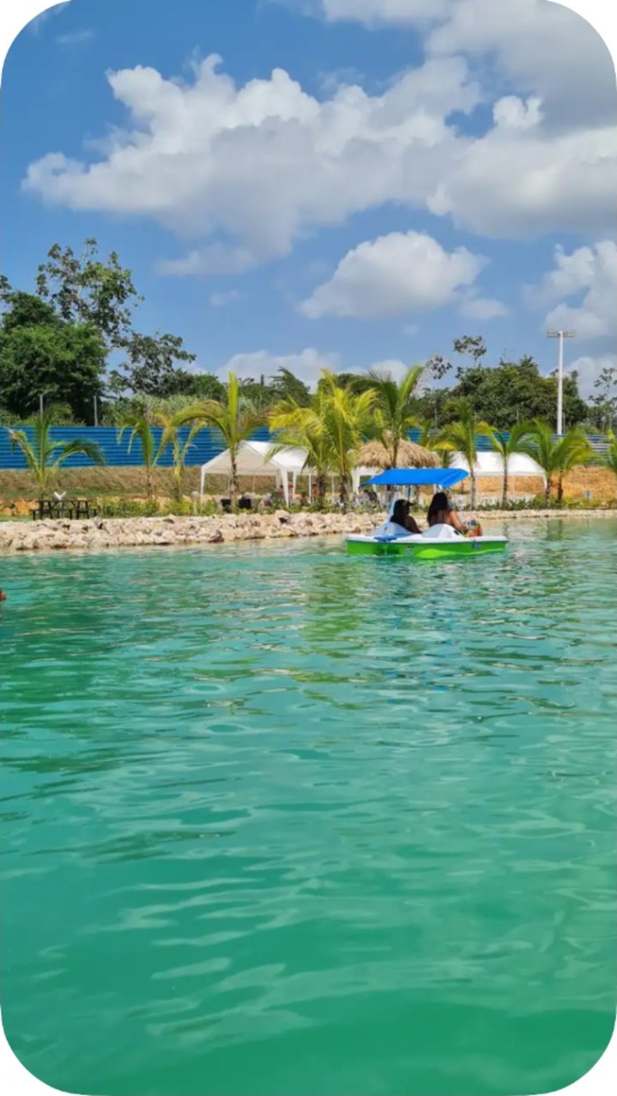 Guests kayaking in the resort's saltwater lagoon
